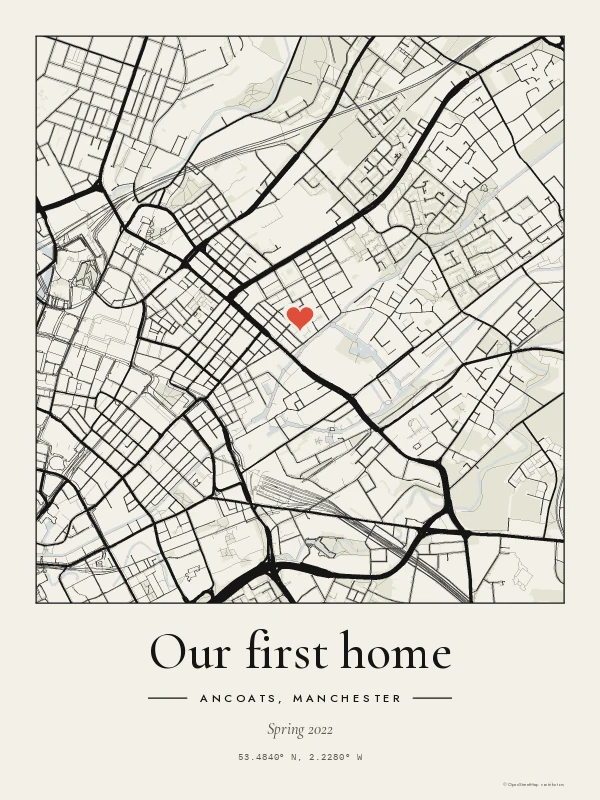 Example map print: Our first home